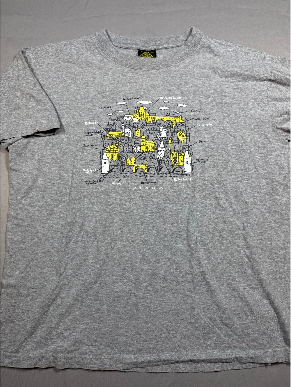 Art Praha Handmade Fun Explosive Prague T-Shirt Men’s XXL Gray Graphic Tee
